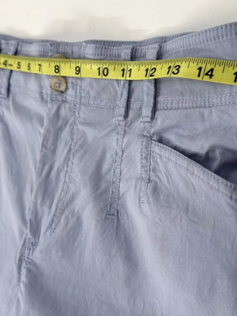 Anthropologie Pants Womens 30x26 Blue High Waist Wide Leg Flare Linen Stretch - Picture 9 of 15